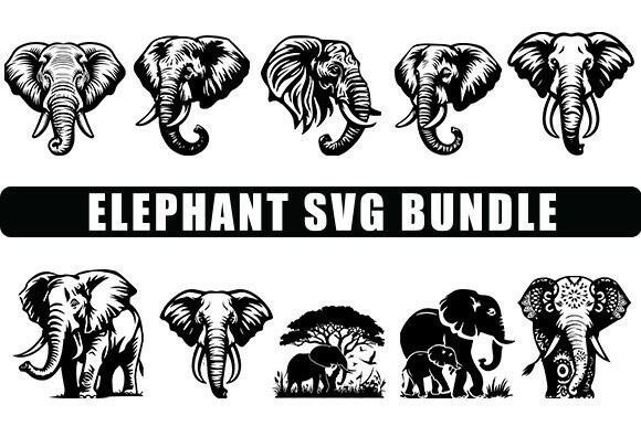 11 Elephant SVG Bundle for Graphics and Crafts