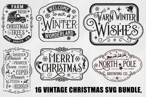 16 Vintage Christmas Svg Bundle