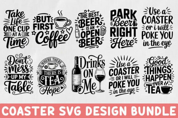 Coaster Svg Design Bundle for Crafts and Graphics