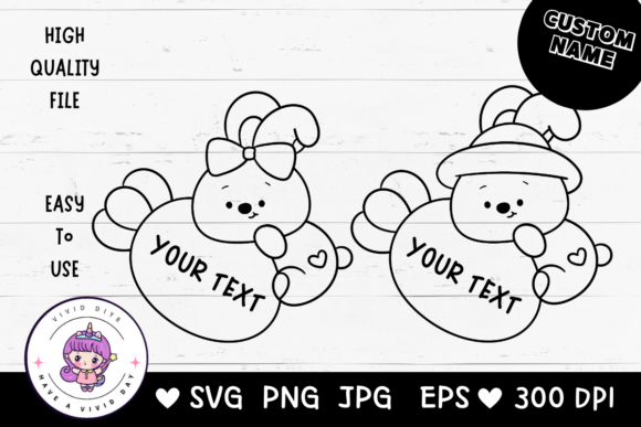 Custom Name Easter Bunny SVG for Crafts and Graphics