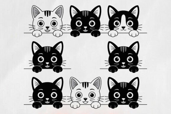 Cute Black Cat SVG - Kawaii Cat: Graphics for Crafts