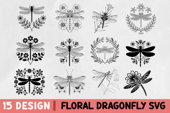 Dragonfly Flowers Svg, Dragonfly Vector: Graphics and Crafts