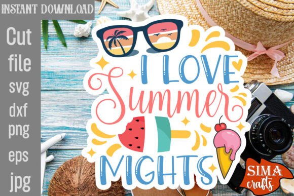 I Love Summer Nights SVG Cut File