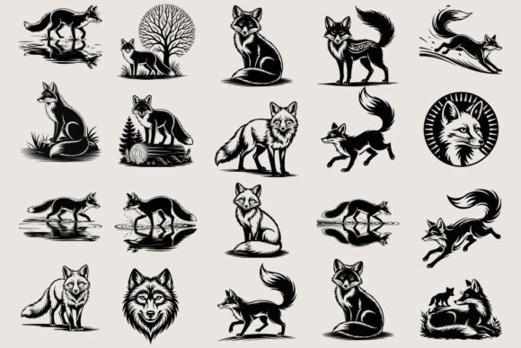 Mystical Fox Silhouette Svg Bundle: Graphics for Crafts and Content
