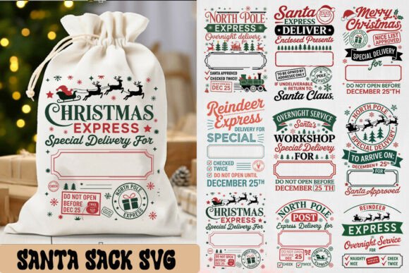 Santa Sack SVG Bundle.Christmas Express