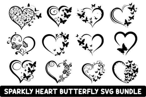 Sparkly Heart Butterfly Svg Bundle: Graphics for Crafts