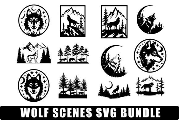 WOLF SCENES SVG BUNDLE: Graphics for Creative Crafts